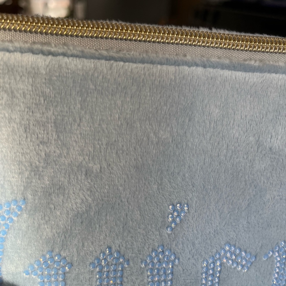 Juicy Light Blue Velour Pouch with Gold Zipper - Picture 3 of 8